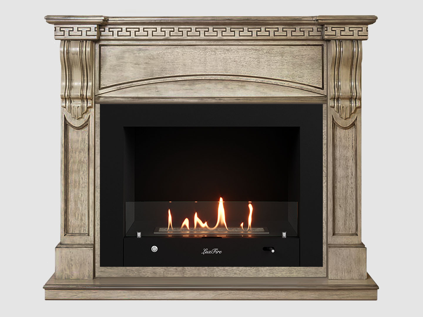 Каминный портал МДФ "Мюнхен 1250" с биокамином Lux Fire "Фаер Бокс 4 - 30" (бежевый) по цене 127 300 руб.