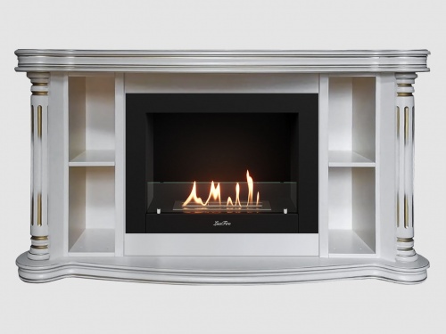 Каминный портал МДФ "Романс 1500" с биокамином Lux Fire "Фаер Бокс 2-33" (белый)