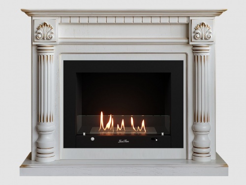 Каминный портал МДФ "Македония 1300" с биокамином Lux Fire "Фаер Бокс 3-30" (белый)