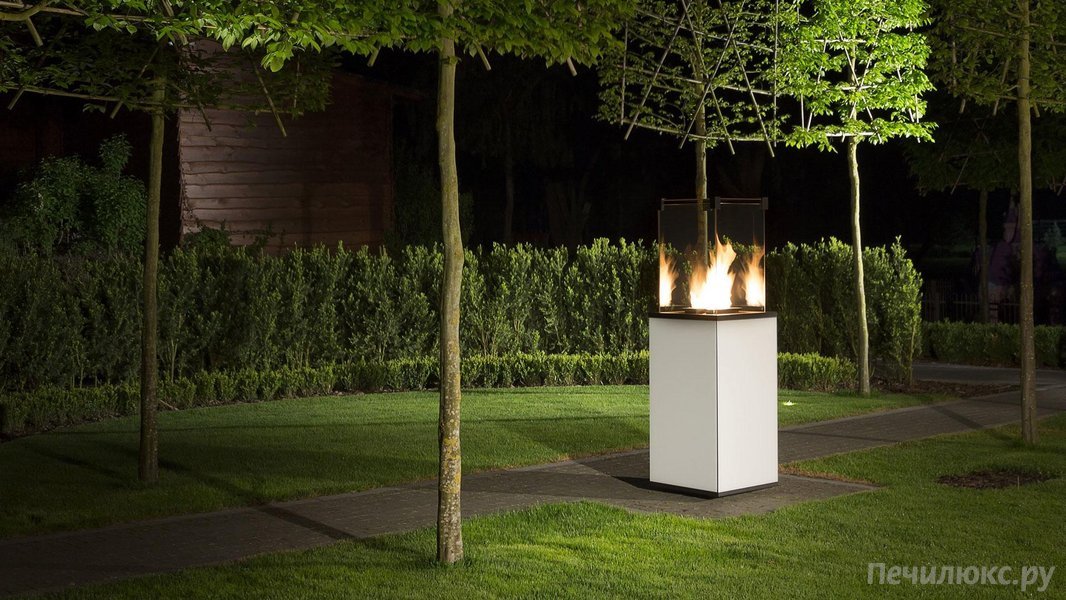 Газовый нагреватель Kratki PATIO Mini/G31/37Mbar/B, белое стекло, с пультом ДУ