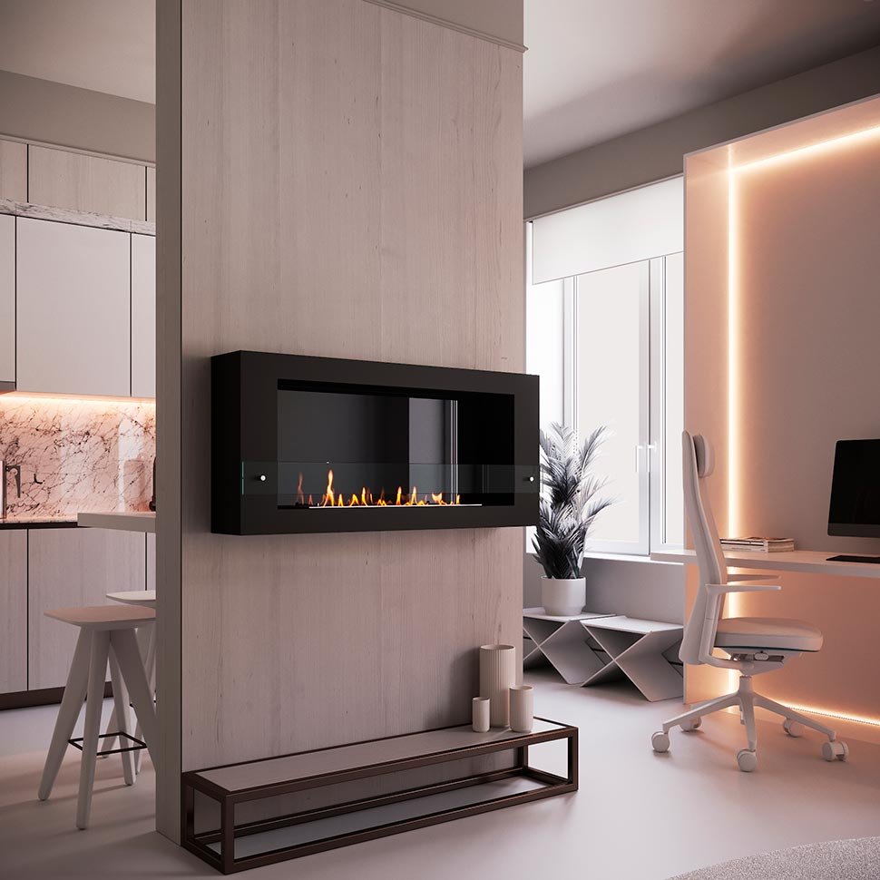 Биокамин SteelHeat WALL LONG 1200 черный по цене 42 420 руб.