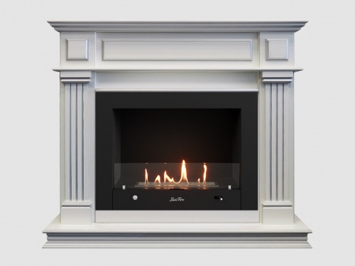 Каминный портал МДФ "Амелия 1050" с биокамином Lux Fire "Фаер Бокс 4 - 25.5" (белый)