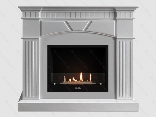 Каминный портал МДФ "Шервуд 1200" с биокамином Lux Fire "Фаер Бокс 1-30" (белый)