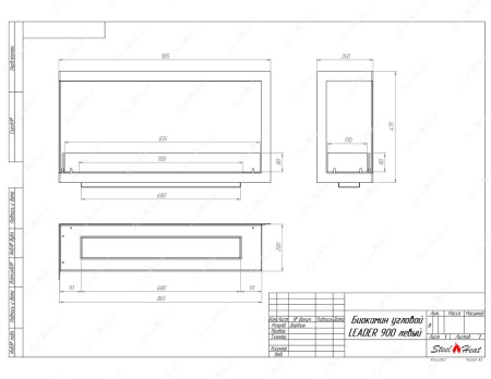Биокамин угловой SteelHeat Leader 900 левый стекло + стемалит по цене 44 840 руб.