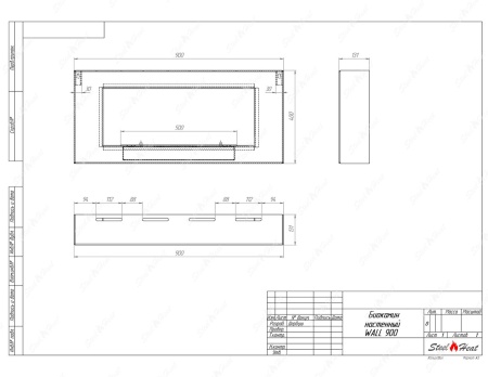 Биокамин SteelHeat WALL 900 стекло + стемалит по цене 37 500 руб.
